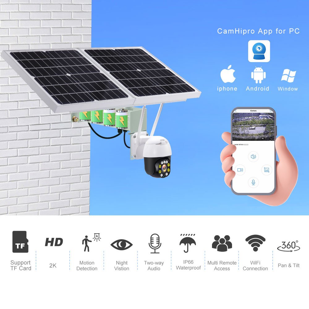 TecDeft Alarm system 5MP Solar 4G Camera 5X Optical Zoom Wifi Outdoor CCTV Network Solar Ptz Camera For Industrial Grade Farm