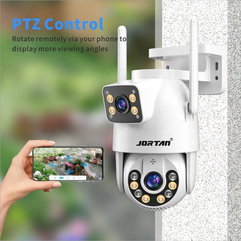 Jortan Outdoor 6mp Dual Lens Wireless Cctv Camera Security Surveillance Systems Connected To Mobile Phone Wifi Card Ptz Camera