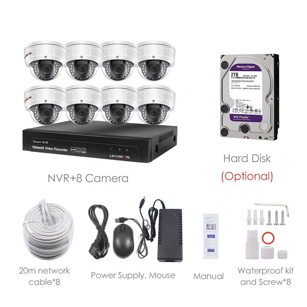 H.265 Complete Wired Bullet 5.0MP Full HD POE Outdoor CCTV Camera Security Video Day Night Vision IP NVR Surveillance Systems