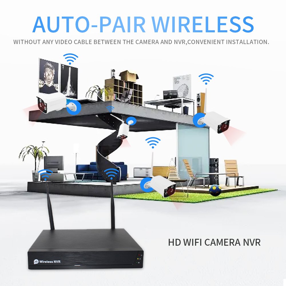 4-8CH Wireless CCTV System 1080P NVR Wifi Outdoor AI Humanoid IP Camera Security Video Surveillance System LCD Monitor Kit