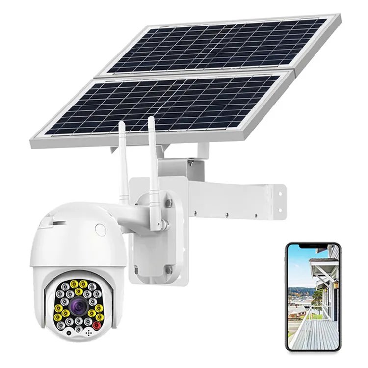 24 Hours Loop Recording Solar Powered Surveillance System 4G Surveillance Gun Dome Camera Solar Wireless Camera Wifi