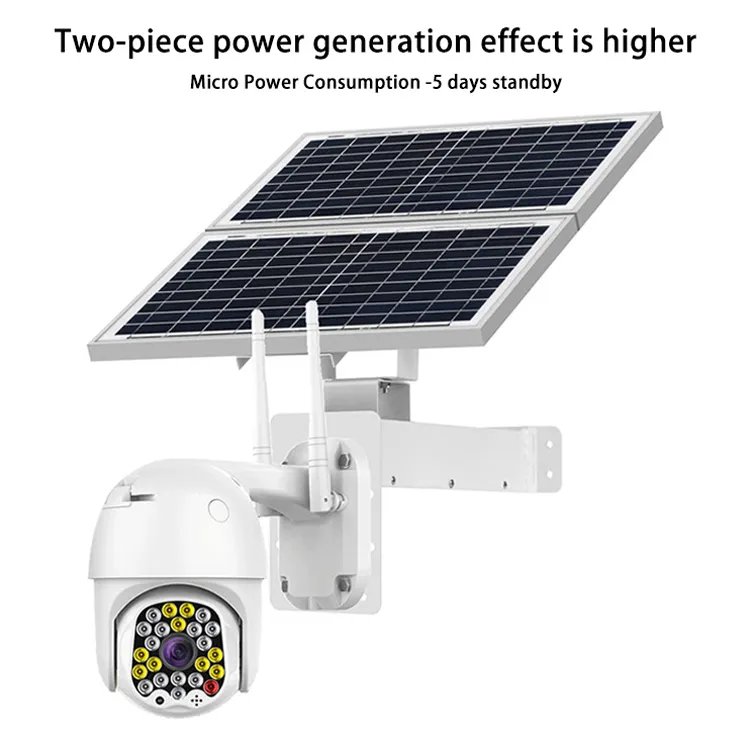 24 Hours Loop Recording Solar Powered Surveillance System 4G Surveillance Gun Dome Camera Solar Wireless Camera Wifi