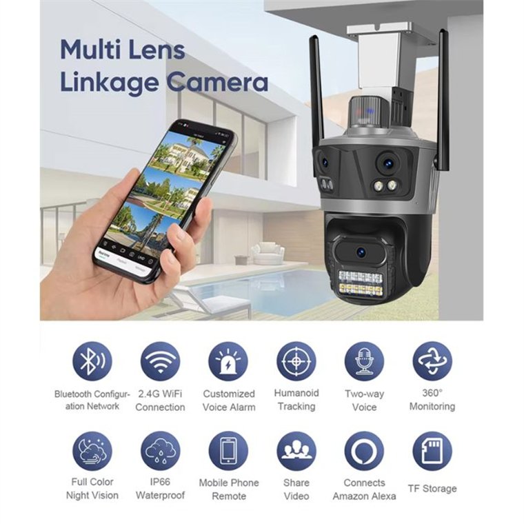 Rscamtom HD Wifi Camera for Smart Home Home Security Camera with Color Night Vision for Security System