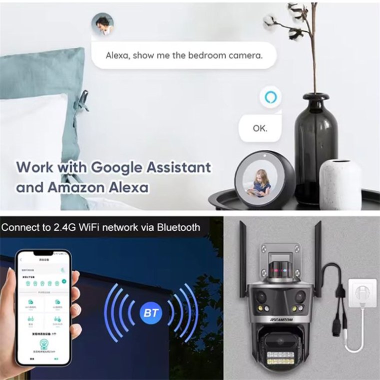 Rscamtom HD Wifi Camera for Smart Home Home Security Camera with Color Night Vision for Security System