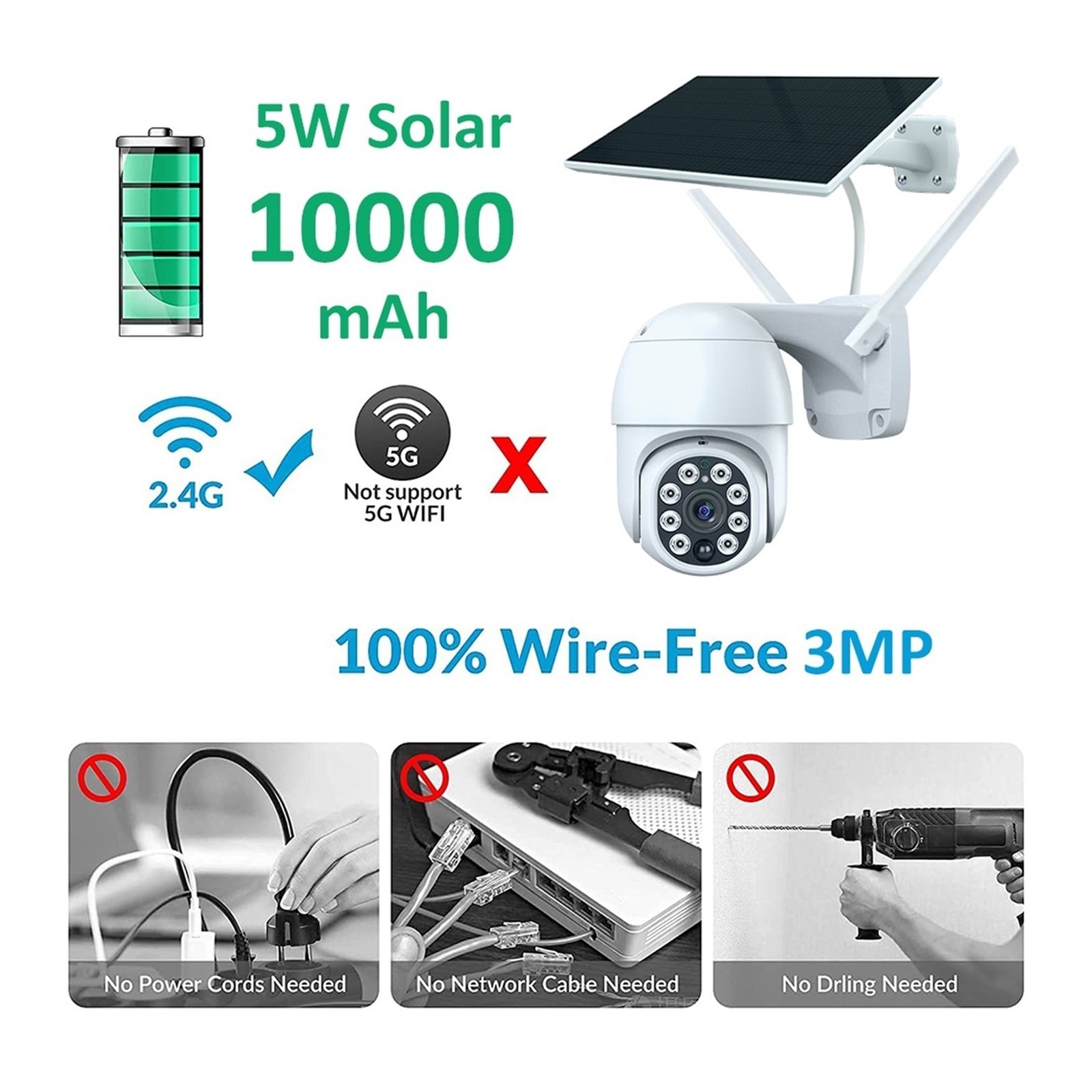 Senhuo 3 megapixel patrol body Filter Solar 10000mAh battery Wireless PTZ WiFi PIR CCTV automatic tracking camera