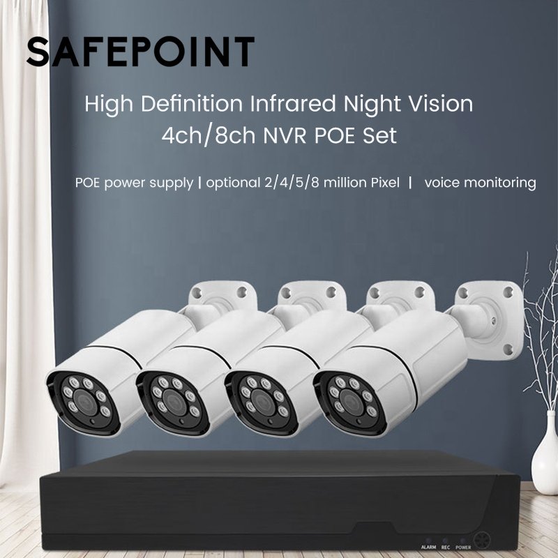 SAFEPOINT 4K 8channel 8mp Security Camera System Outdoor Home Poe Nvr Kit Cctv Ip Cameras Surveillance Security Camera System