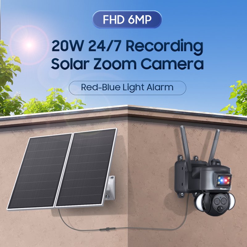 Wistino 12X Zoom solar powered camera security outdoor 4g wireless motion detection color night vision ubox 4g solar camera