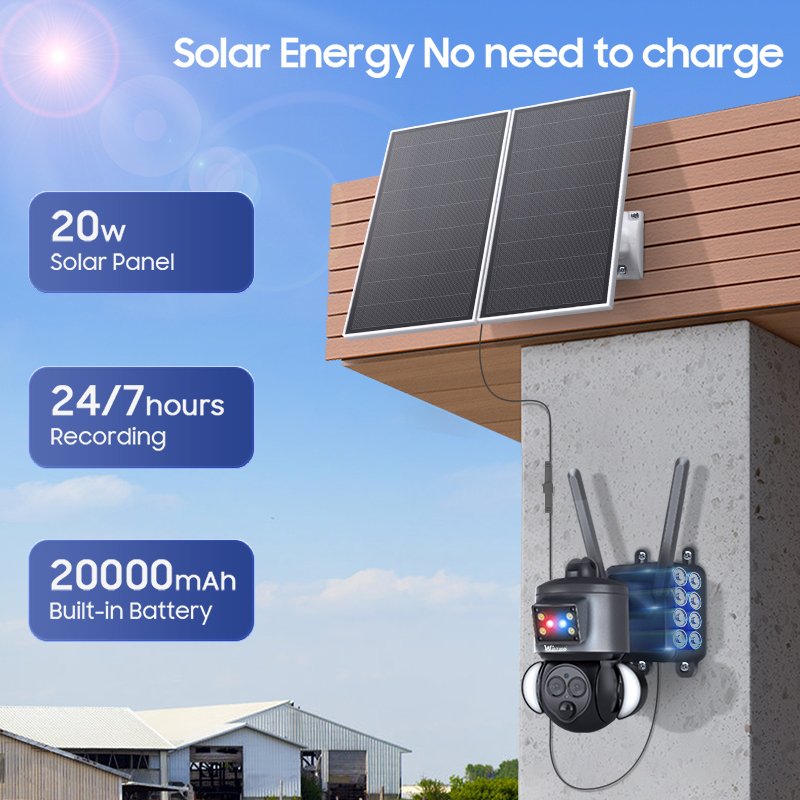 Wistino 12X Zoom solar powered camera security outdoor 4g wireless motion detection color night vision ubox 4g solar camera