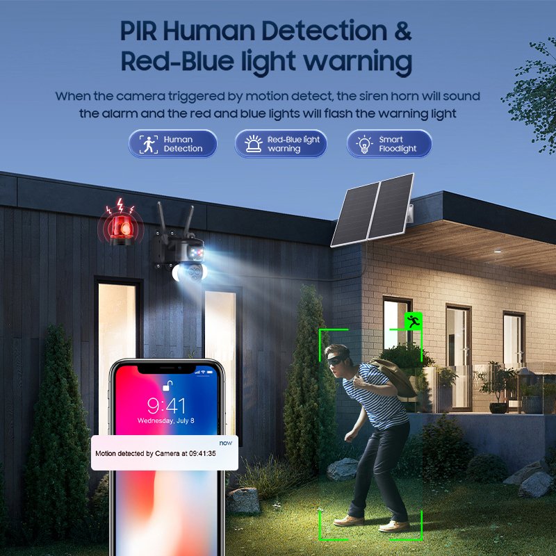 Wistino 12X Zoom solar powered camera security outdoor 4g wireless motion detection color night vision ubox 4g solar camera