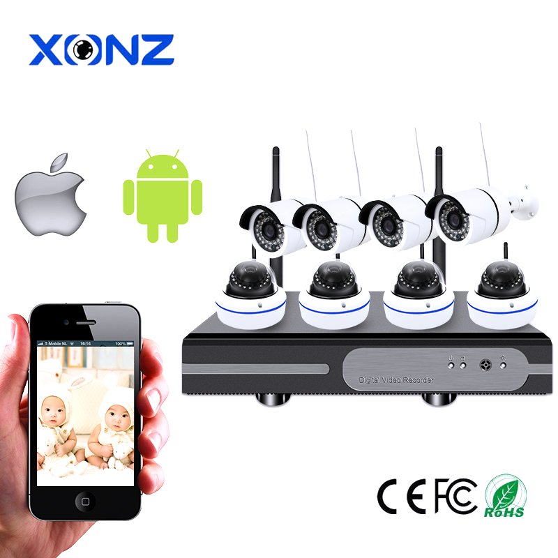 XONZ surveillance CCTV IP camera alarm system with wifi NVR kits