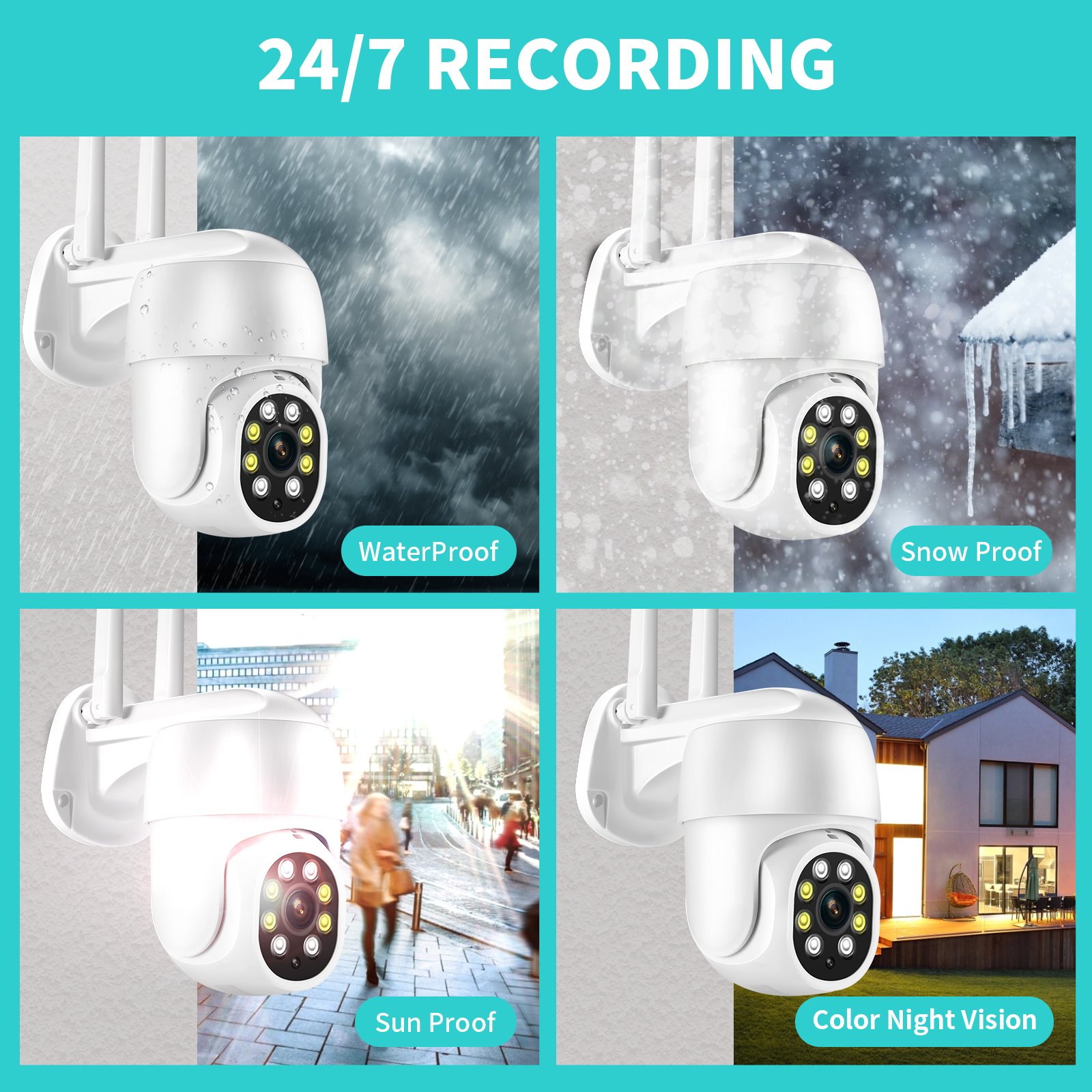 Loosafe 3MP PTZ Wireless Dome Camera System Nvr Kit Wifi 4 Channel Home Two Way Audio Security Surveillance Camera System