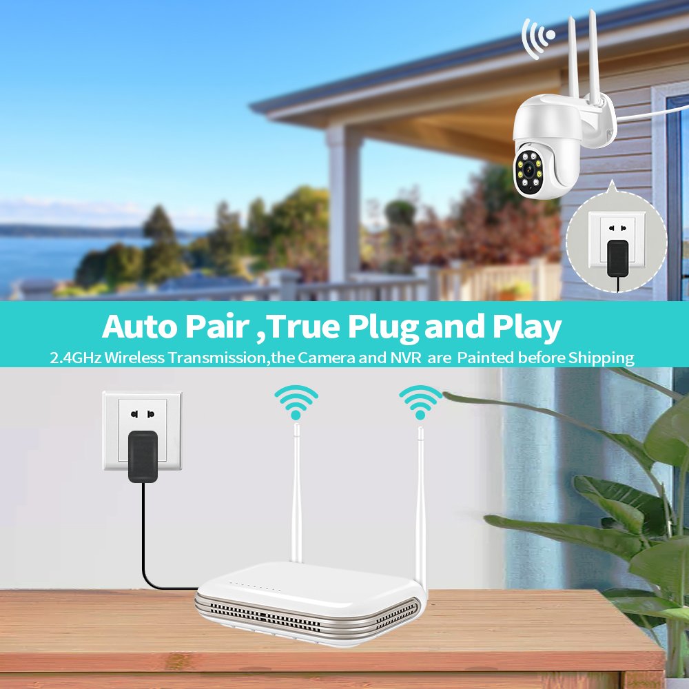 Loosafe 3MP PTZ Wireless Dome Camera System Nvr Kit Wifi 4 Channel Home Two Way Audio Security Surveillance Camera System