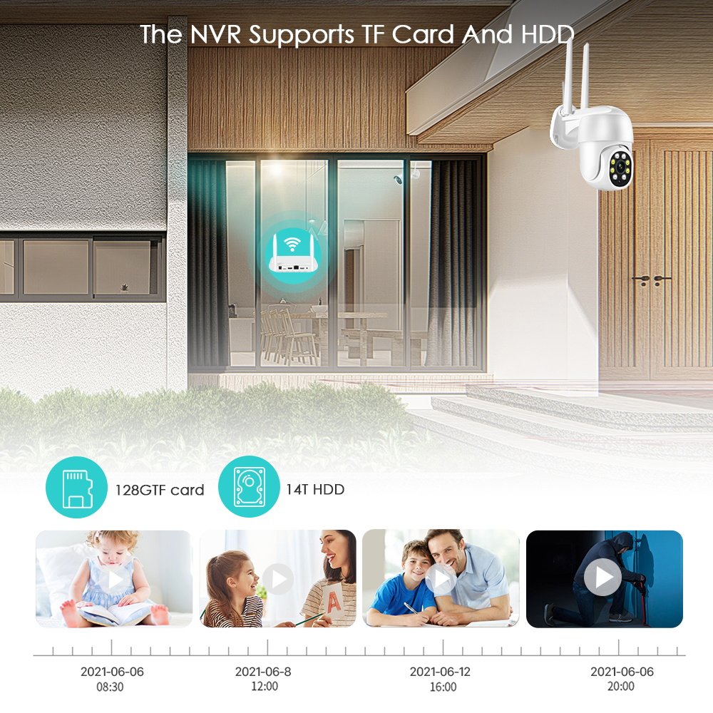 Loosafe 3MP PTZ Wireless Dome Camera System Nvr Kit Wifi 4 Channel Home Two Way Audio Security Surveillance Camera System