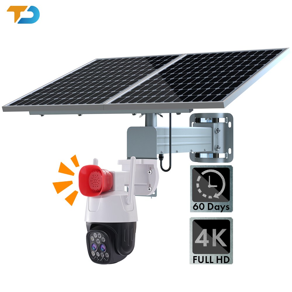 TecDeft Solar PTZ Sim Card Dual Lens 4mp+4mp 10x optics Zoom Security Wifi Speaker Night Vision Solar Camera For Farm Outdoor