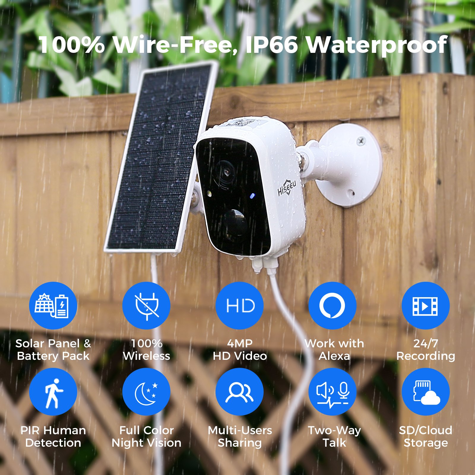 H. 265 2-way audio 4MP IP outdoor WiFi wireless CCTV security video surveillance camera solar