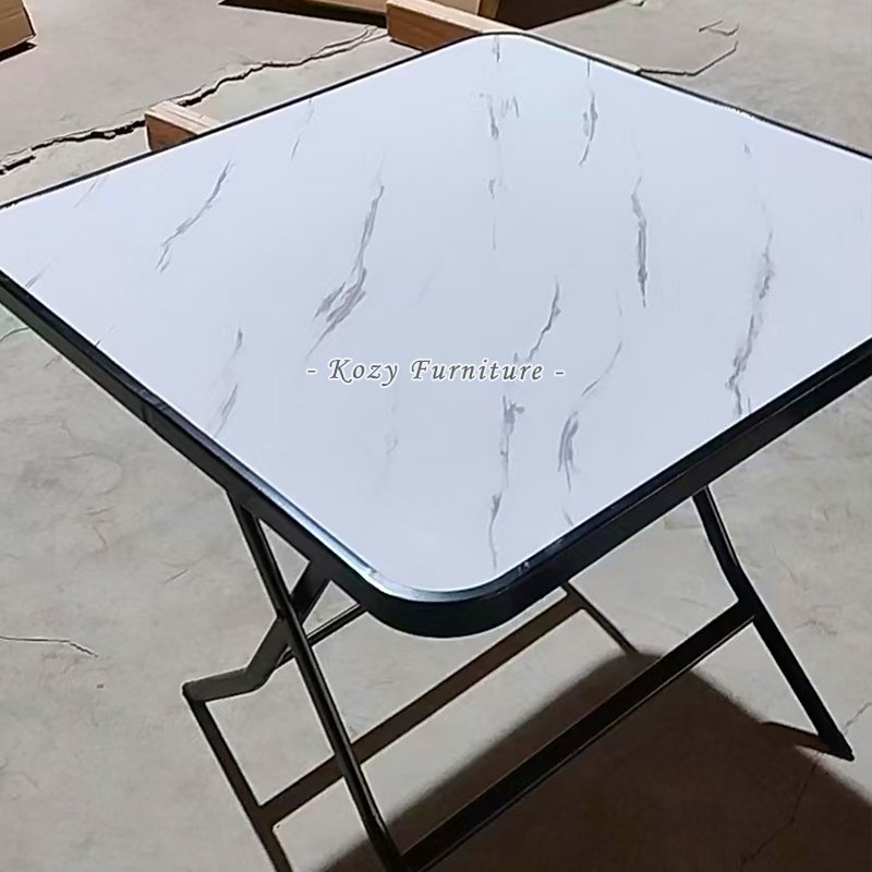 High Quality Durable Simple Style Square Glass Folding Dining Table Outdoor Stall Balcony Dining Desk Home Living Furniture
