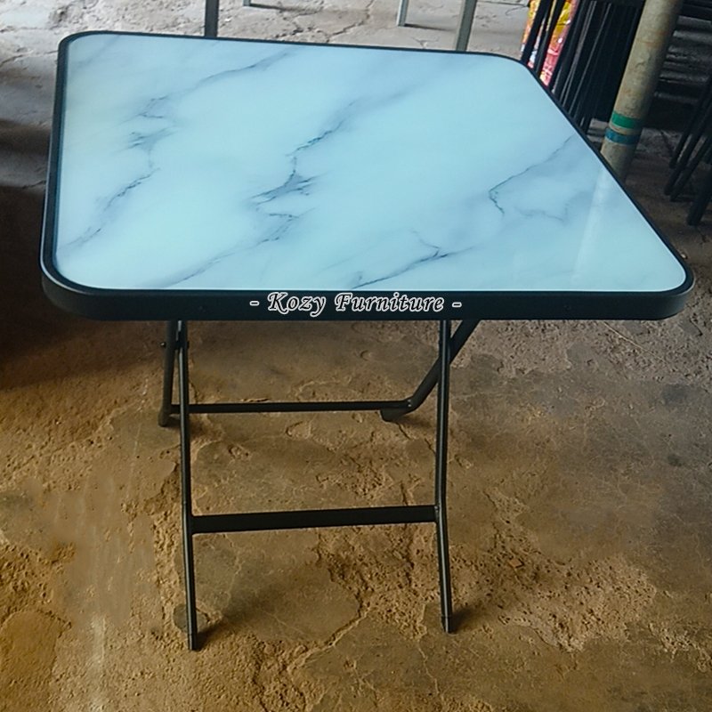 High Quality Durable Simple Style Square Glass Folding Dining Table Outdoor Stall Balcony Dining Desk Home Living Furniture
