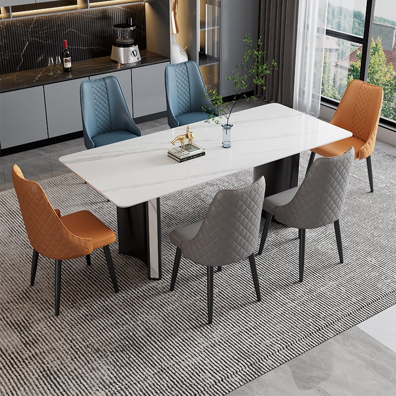 Modern Nordic Metal Dining Table and Chair Set Rock Slab Table For Home Office and Dining Room Furniture