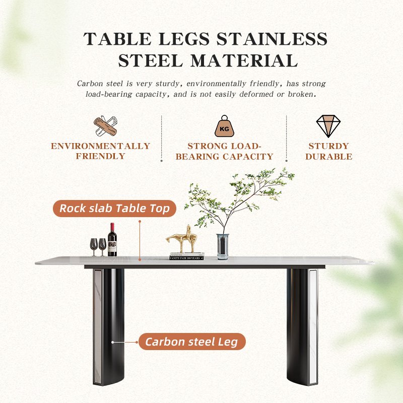 Modern Nordic Metal Dining Table and Chair Set Rock Slab Table For Home Office and Dining Room Furniture