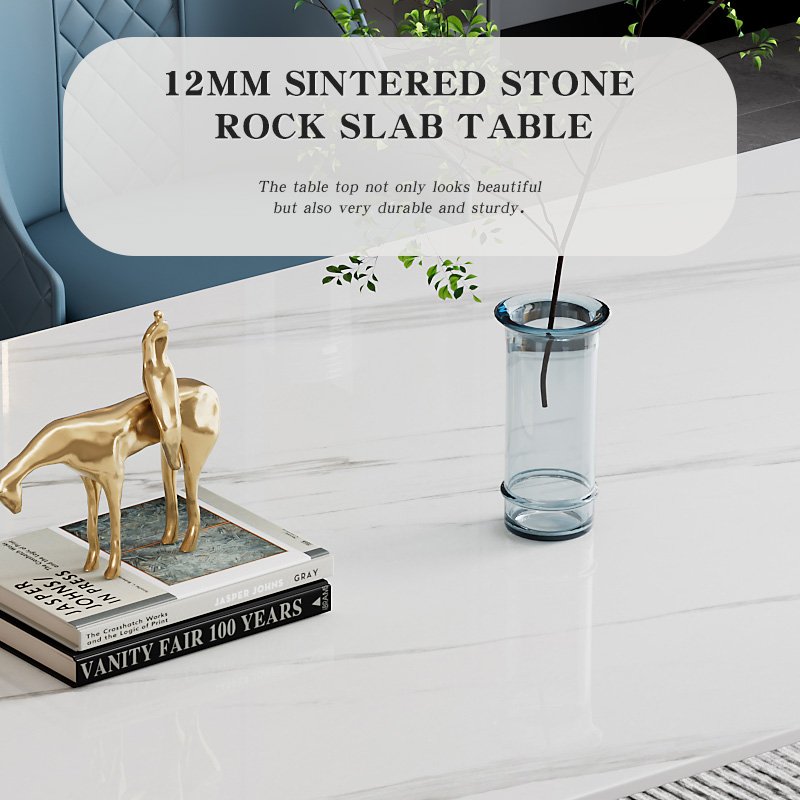 Modern Nordic Metal Dining Table and Chair Set Rock Slab Table For Home Office and Dining Room Furniture
