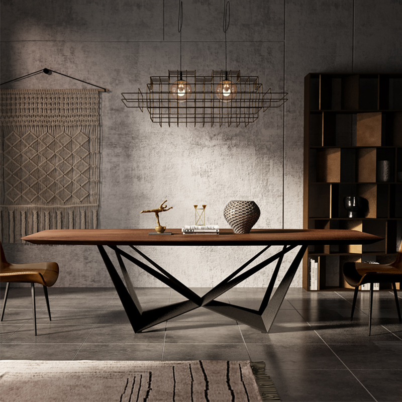 Nordic modern dining room table simple rectangle personality walnut dining table