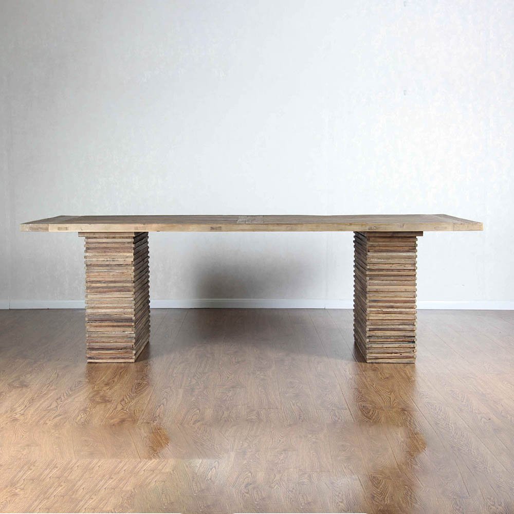 MRS WOODS American Antique Classic Style Reclaimed Elm Wood Hotel Dining Table Foldable Table For Events