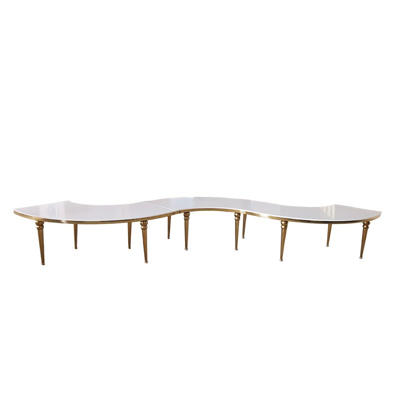 wholesale price snake shape golden stainless steel base hotel dining event table