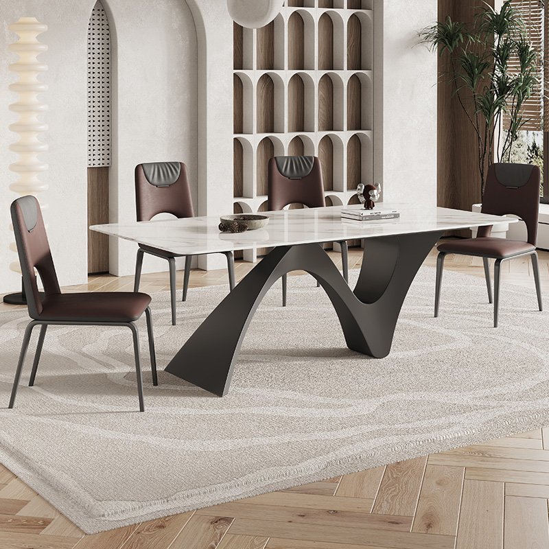 european antique marble top dining table luxury customized stainless steel tube melamine dining table