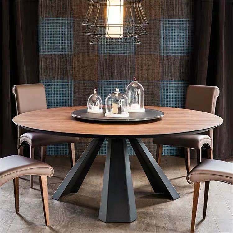 Luxury Hotel Restaurant Banquet Furniture Wooden Big Round Dining Table With Rotating Centre