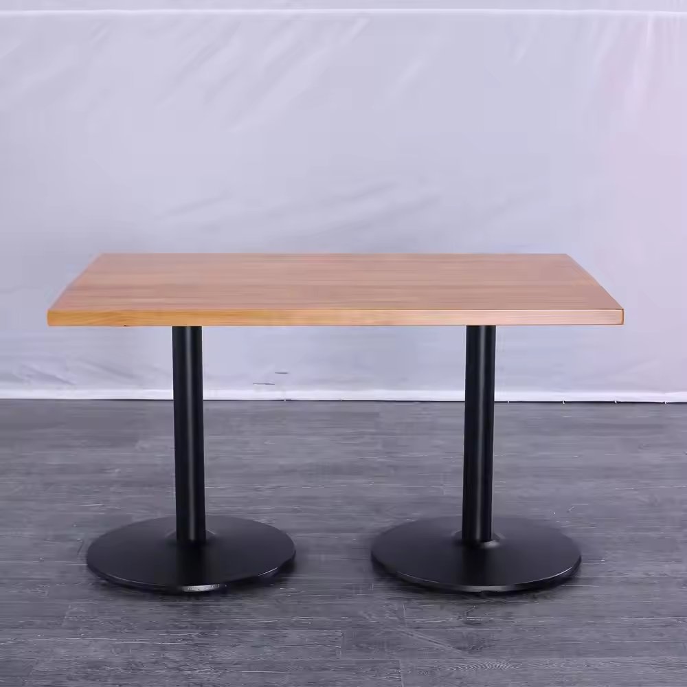 wooden dining tables with metal base for restaurants