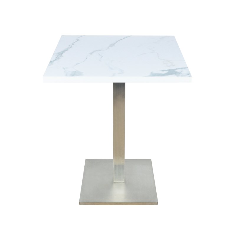 Dining Table Chrome Stainless Steel Modern Base Rectangle Cafe Restaurant Home Furniture Metal Dining Room Melamine Customizable