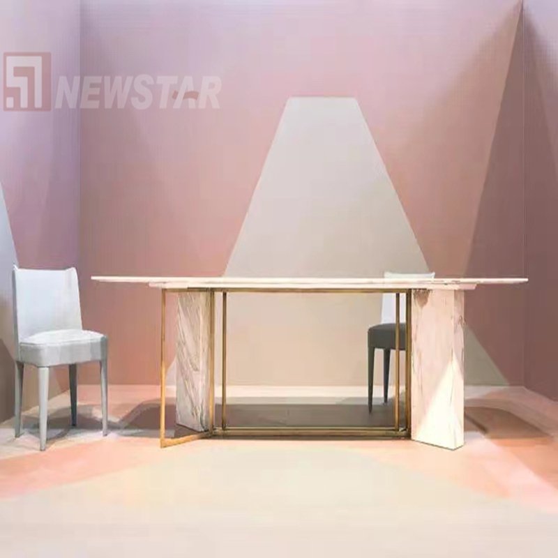 Newstar Calacatta Marble Restaurant Hotel Dining Table Special Design Dining Table For Kitchen Dining Room