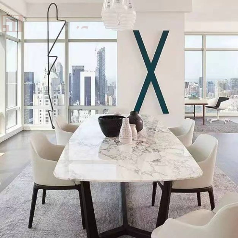 Newstar Calacatta Marble Restaurant Hotel Dining Table Special Design Dining Table For Kitchen Dining Room