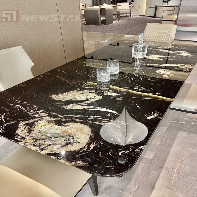 Newstar Calacatta Marble Restaurant Hotel Dining Table Special Design Dining Table For Kitchen Dining Room