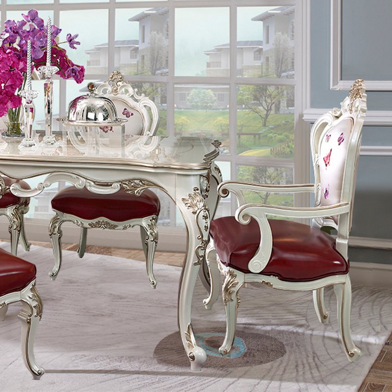 New aristocratic French furniture European high-end solid wood long dining table retro hand-carved dining table and chairs
