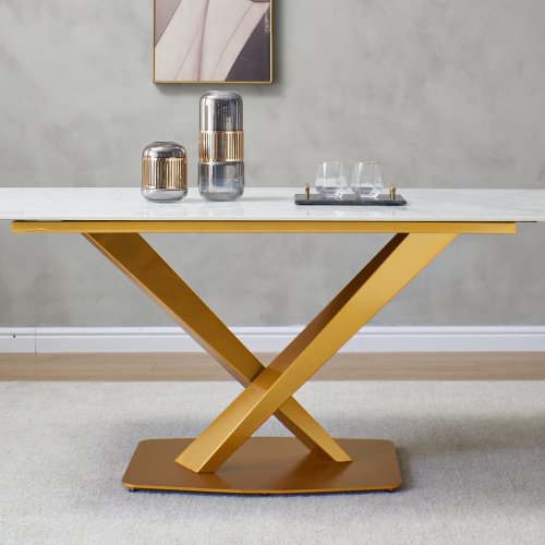 calcatta white marble rectangle dinning table set