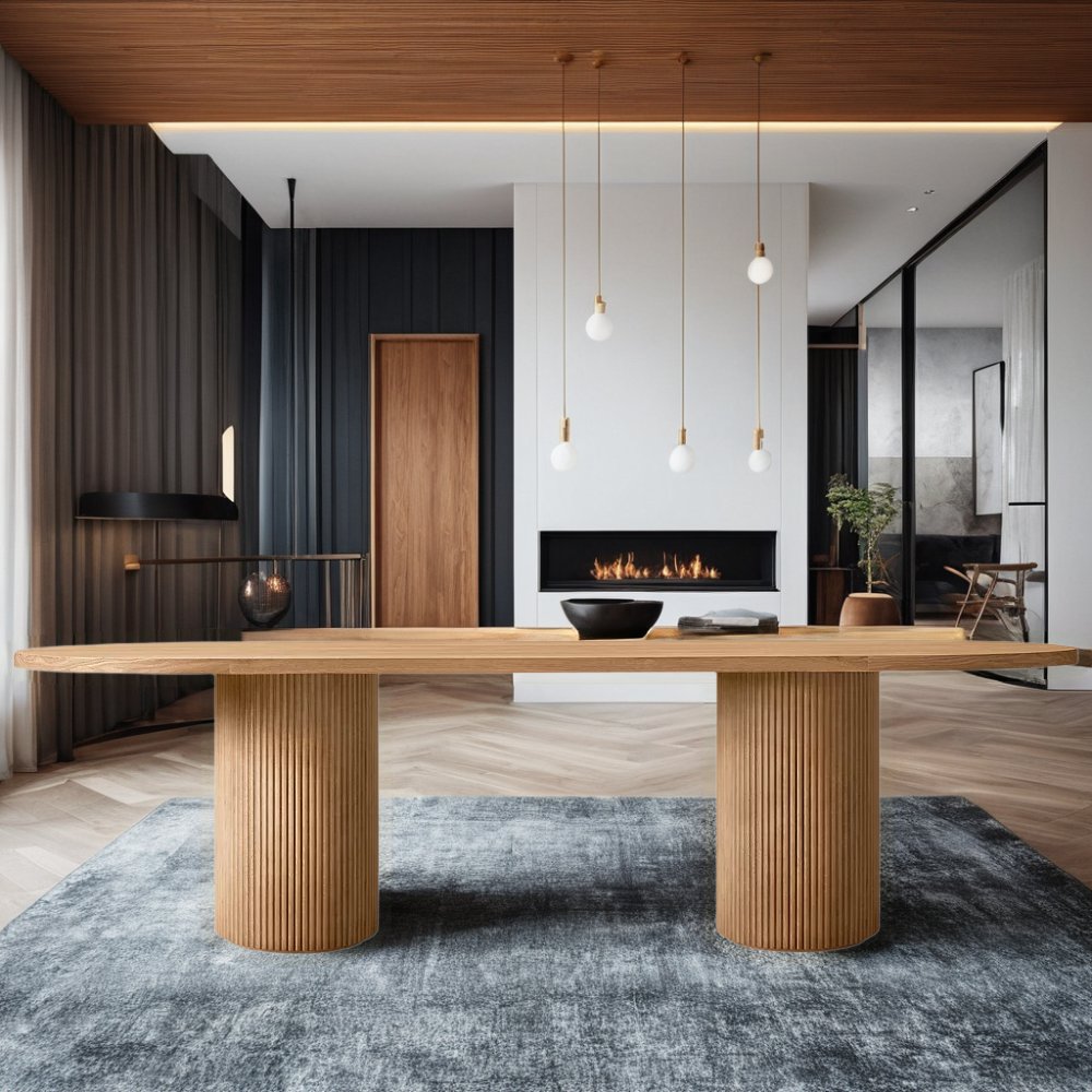 Factory Customized Hotel Restaurant Solid Wooden Dining Table Sets Modern Design Round Dining Table