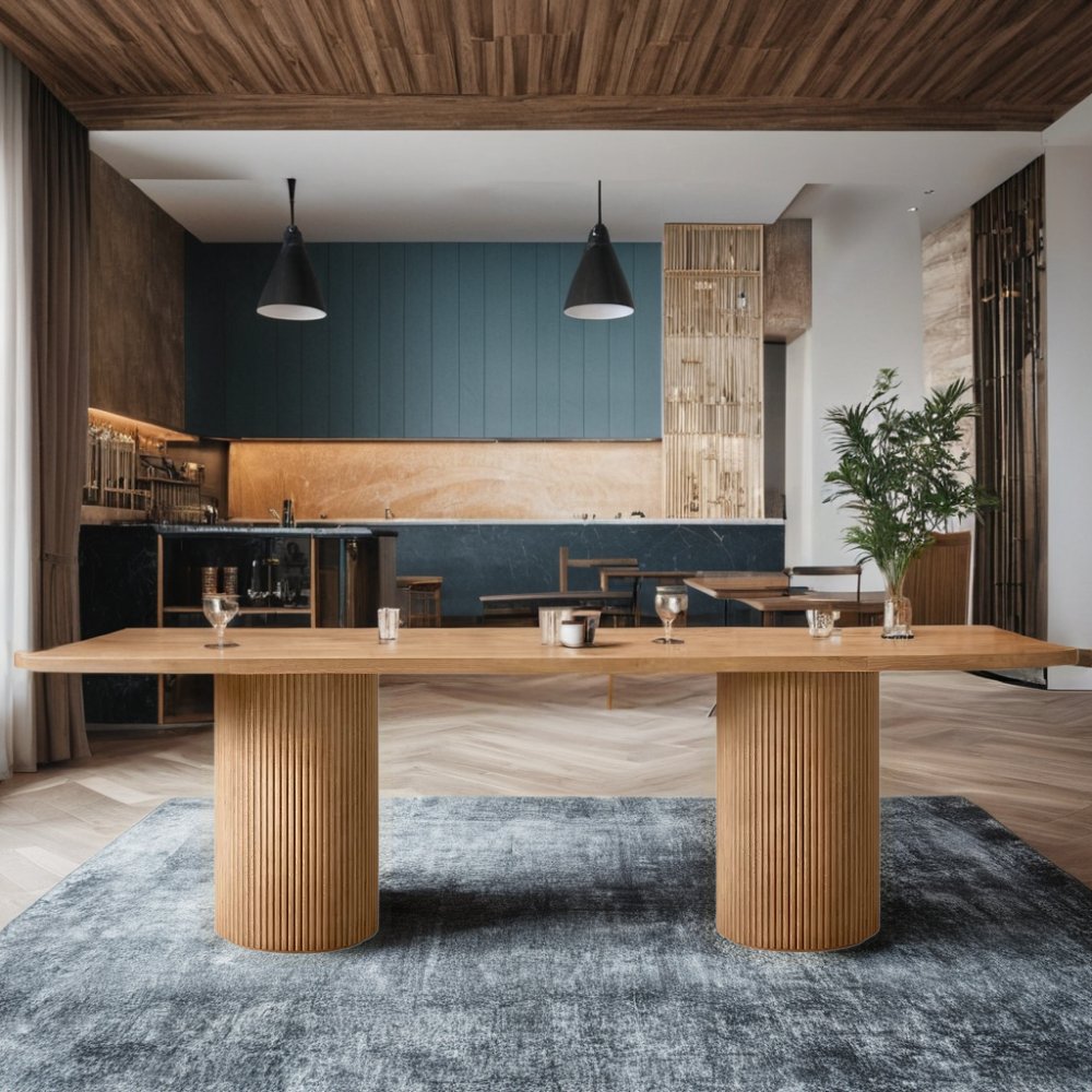 Factory Customized Hotel Restaurant Solid Wooden Dining Table Sets Modern Design Round Dining Table