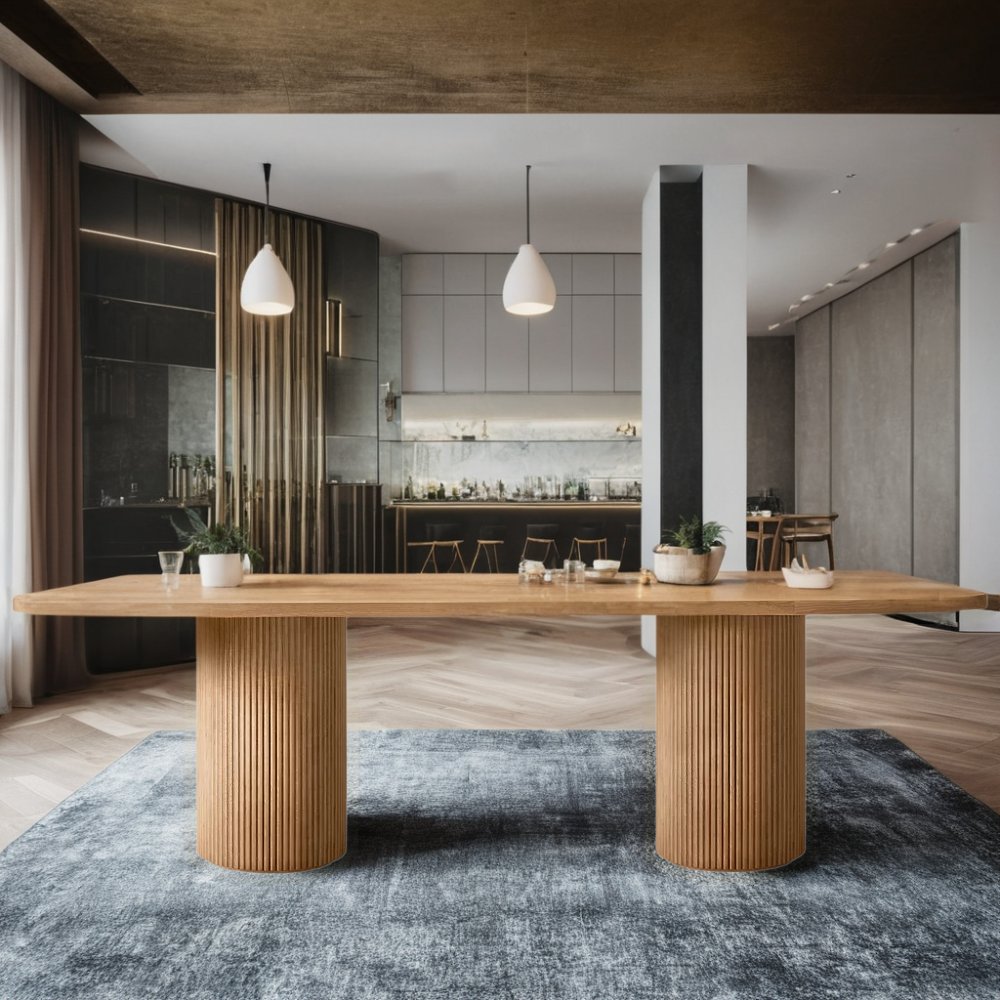Factory Customized Hotel Restaurant Solid Wooden Dining Table Sets Modern Design Round Dining Table