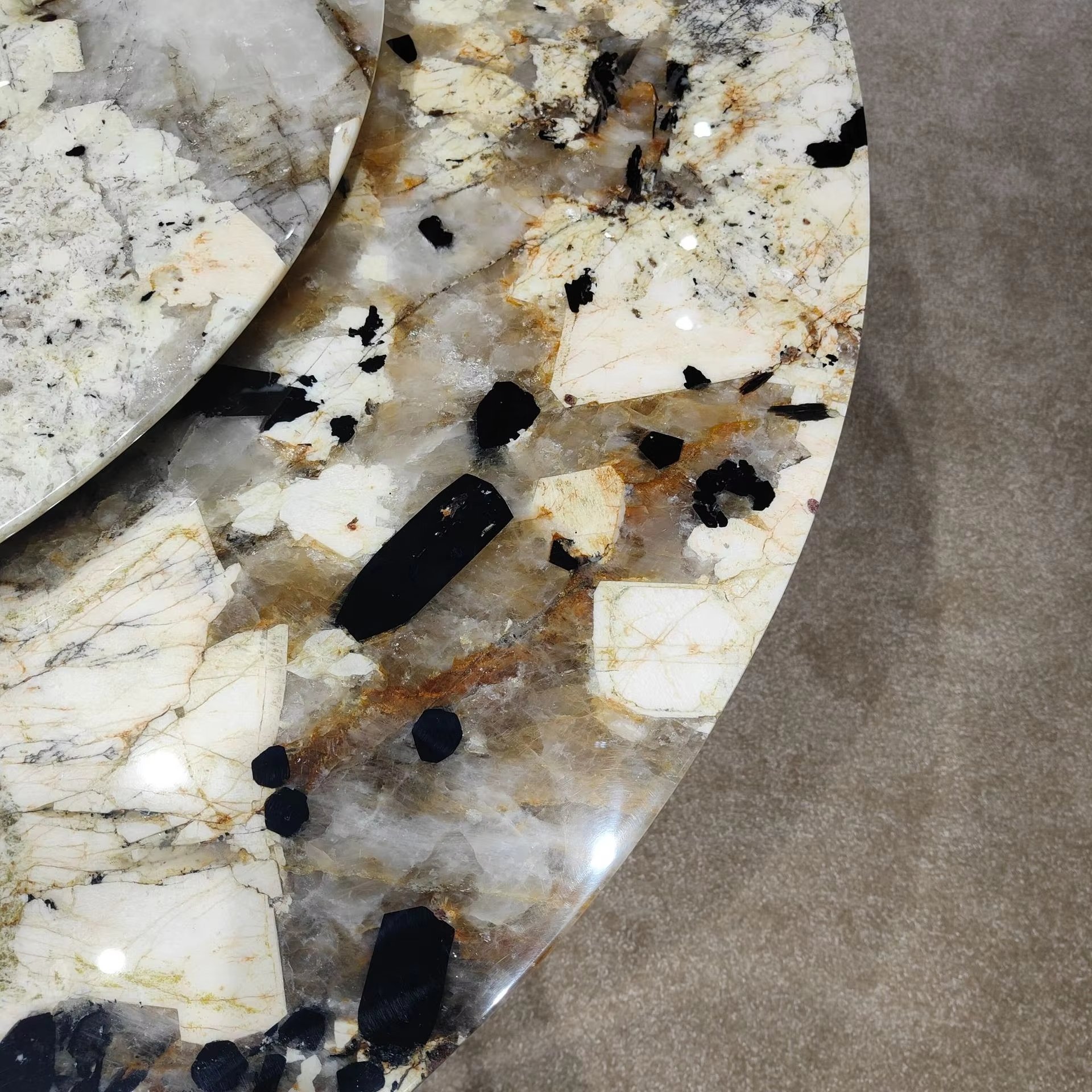 Furnistyle Italian Patagonia Marble Dining Room Lazy Table Set Dining Room Furniture Table Set Custom Round Rotating Diningtable