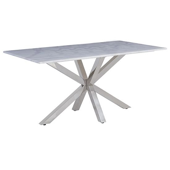 Modern Nordic Dining Room Furniture Durable Silver Metal Base Rectangle White Marble Dining Tables Tables De Salle A Manger