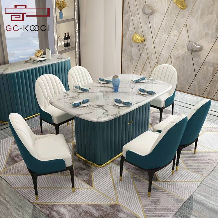 Nordic modern rectangular marble dining table set luxury dining room table