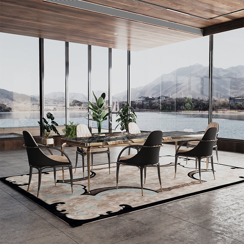 luxury dining table set black classic marble dinning table 6 seater top italian dining tables and chairs set