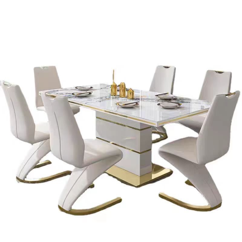 Manufacture Factory Rock Plate Dinning Table Set Combination Light Luxury Square Dining Table Set