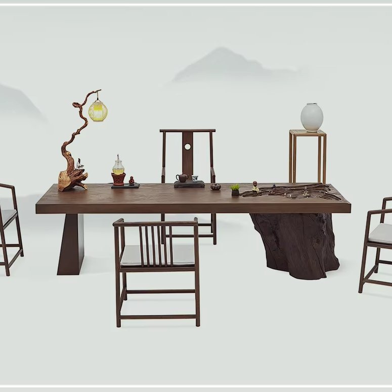 New Chinese River Tea Table Landscape Coffee Dining Room Living Room Meeting Office Boss Long Table