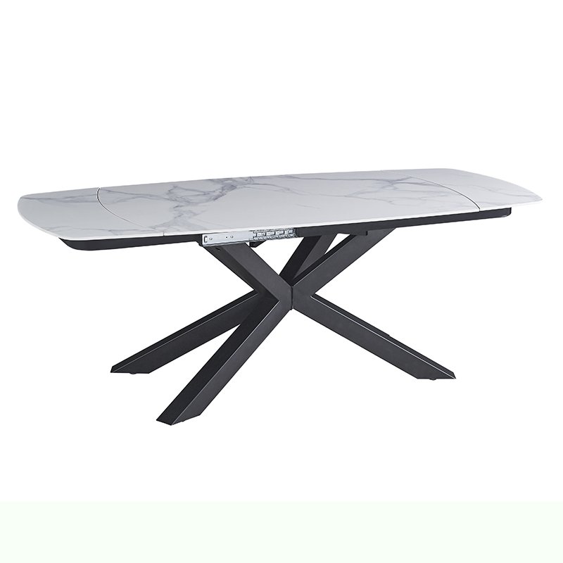 Modern Expandable Dining Room Table Set Retractable Kitchen Furniture Concrete Sintered Stone Marble Top Extendable Dining Table