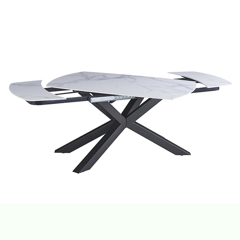 Modern Expandable Dining Room Table Set Retractable Kitchen Furniture Concrete Sintered Stone Marble Top Extendable Dining Table