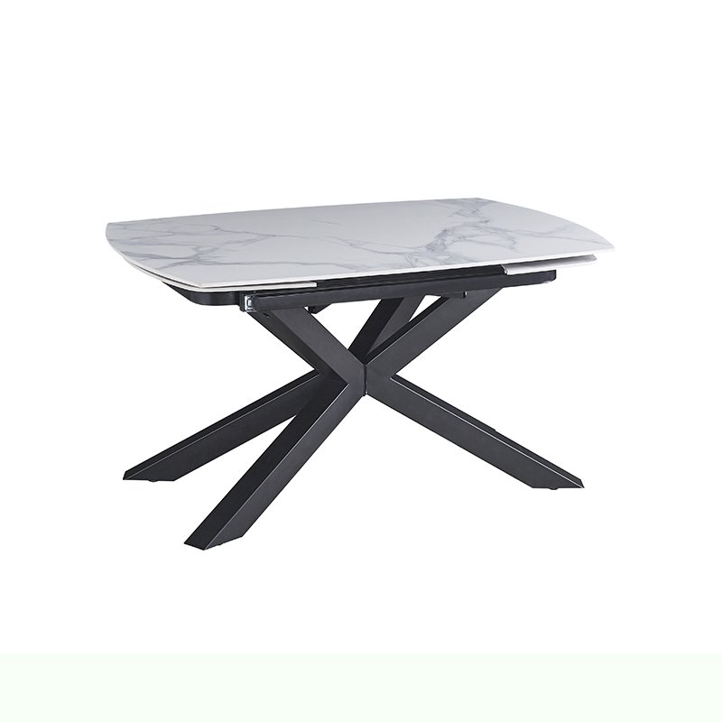 Modern Expandable Dining Room Table Set Retractable Kitchen Furniture Concrete Sintered Stone Marble Top Extendable Dining Table