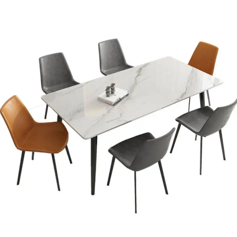 Nordic style cheap price modern metal sintered stone dining table modern dining table set