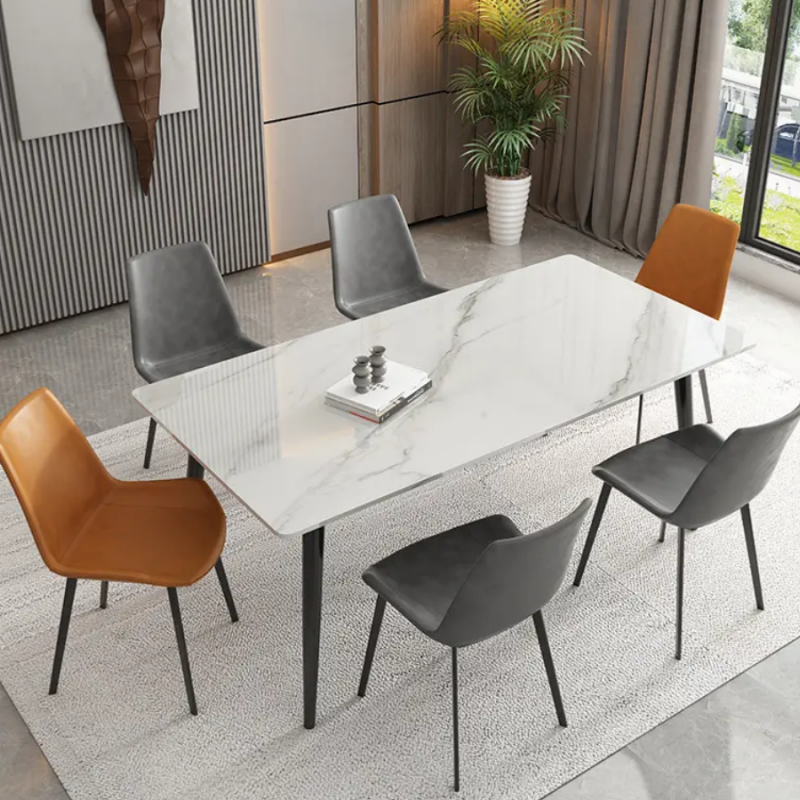 Nordic style cheap price modern metal sintered stone dining table modern dining table set